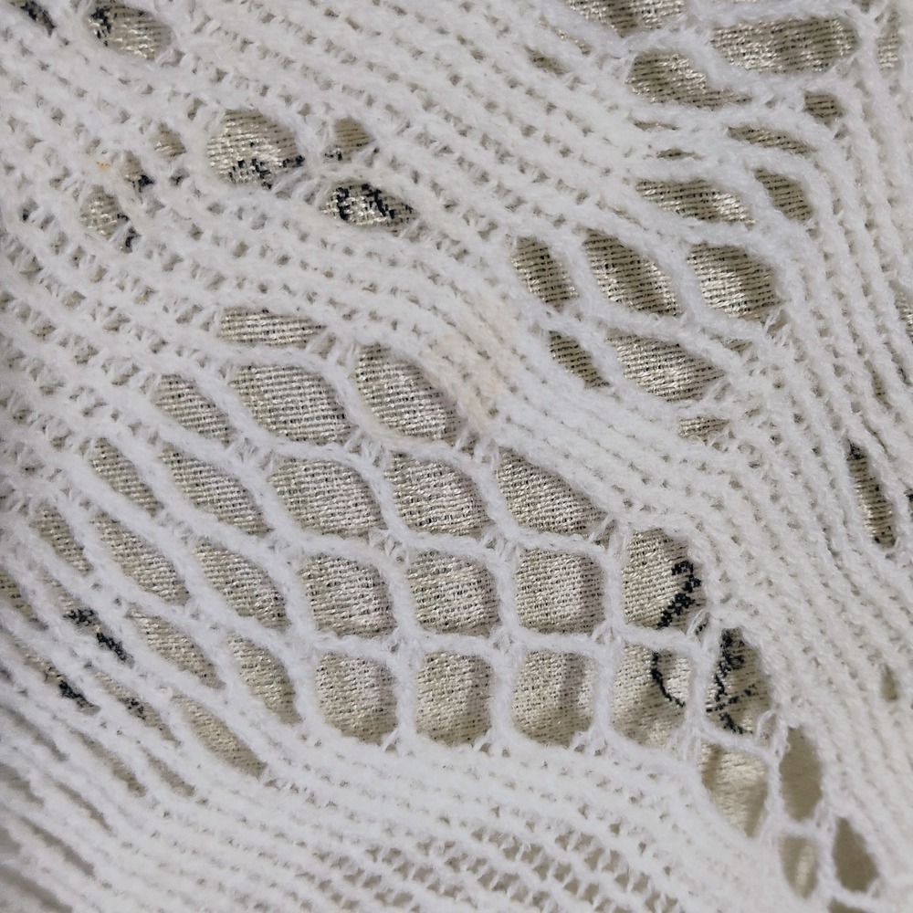 Vintage Butterfly Crochet Knit Shawl Womens One Size Ivory Boho Fairy Grannycore - Picture 8 of 11